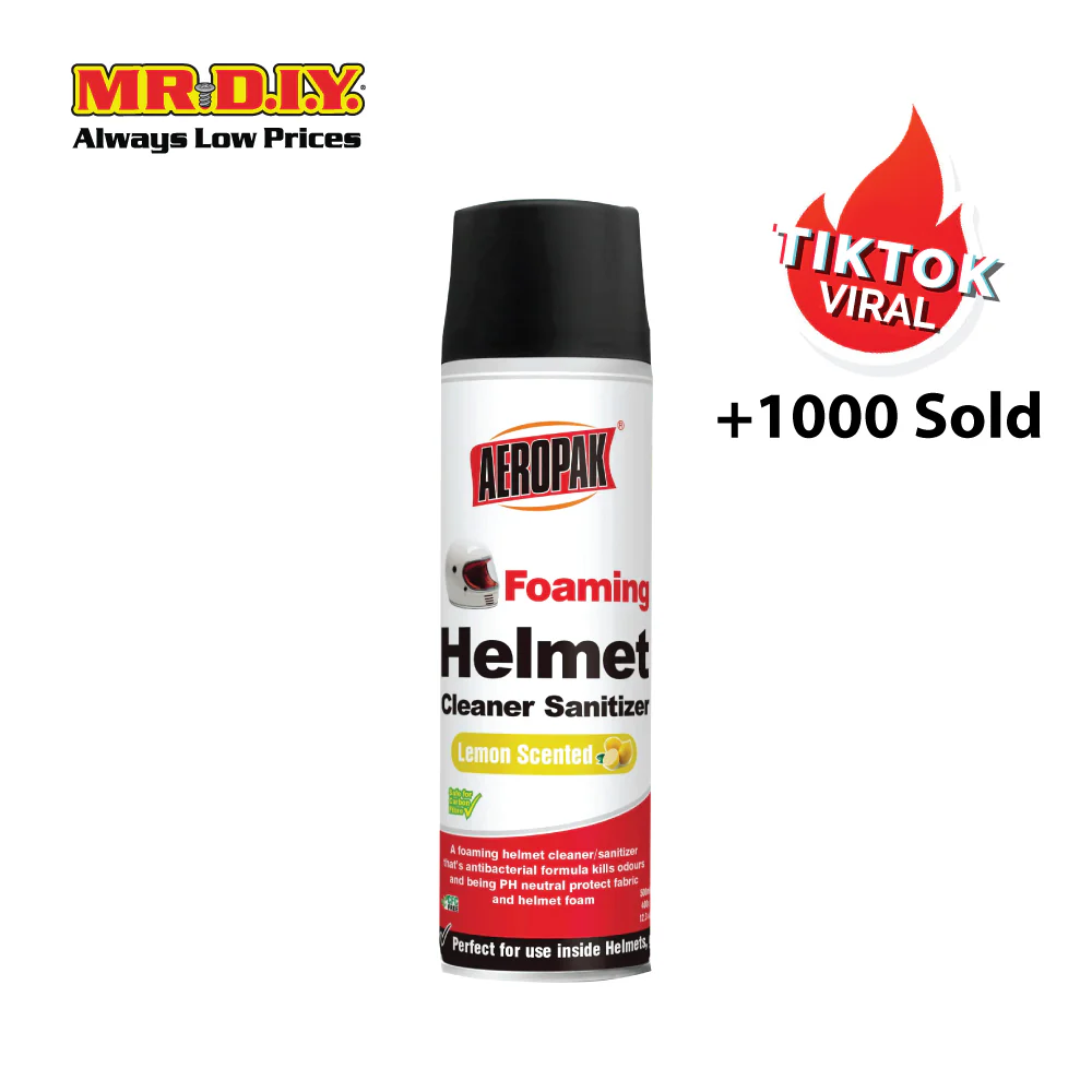 AEROPAK Foaming Helmet Cleaner Sanitizer Lemon Scented (500ml)
