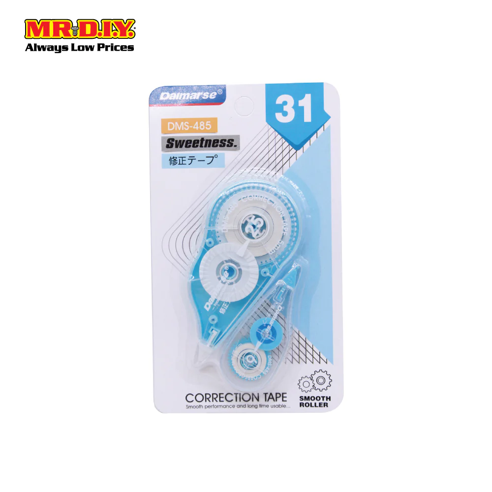 (MR.DIY) DAIMARSE Smooth Roller Correction Tape - DMS-486 (1 + 1 Jumbo & Mini Set)