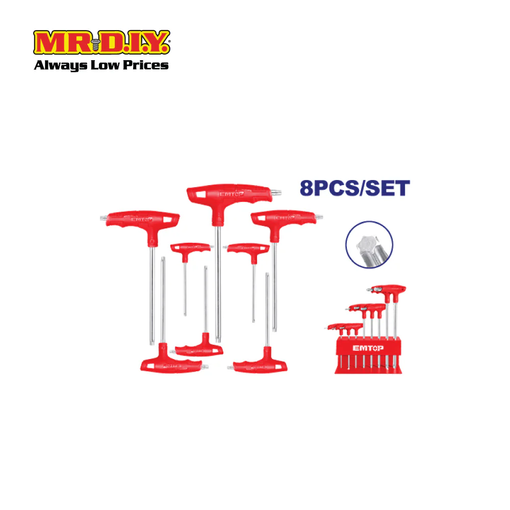 [PRE-ORDER] EMTOP 8 Pcs T-handle torx wrench set  - ETHW6063