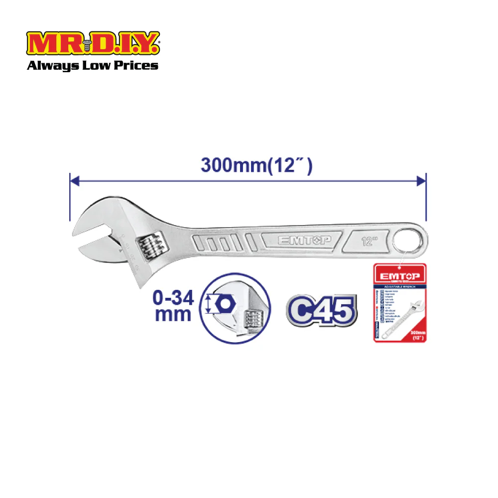 [PRE-ORDER] EMTOP Adjustable wrench 300mm - EAWH131222