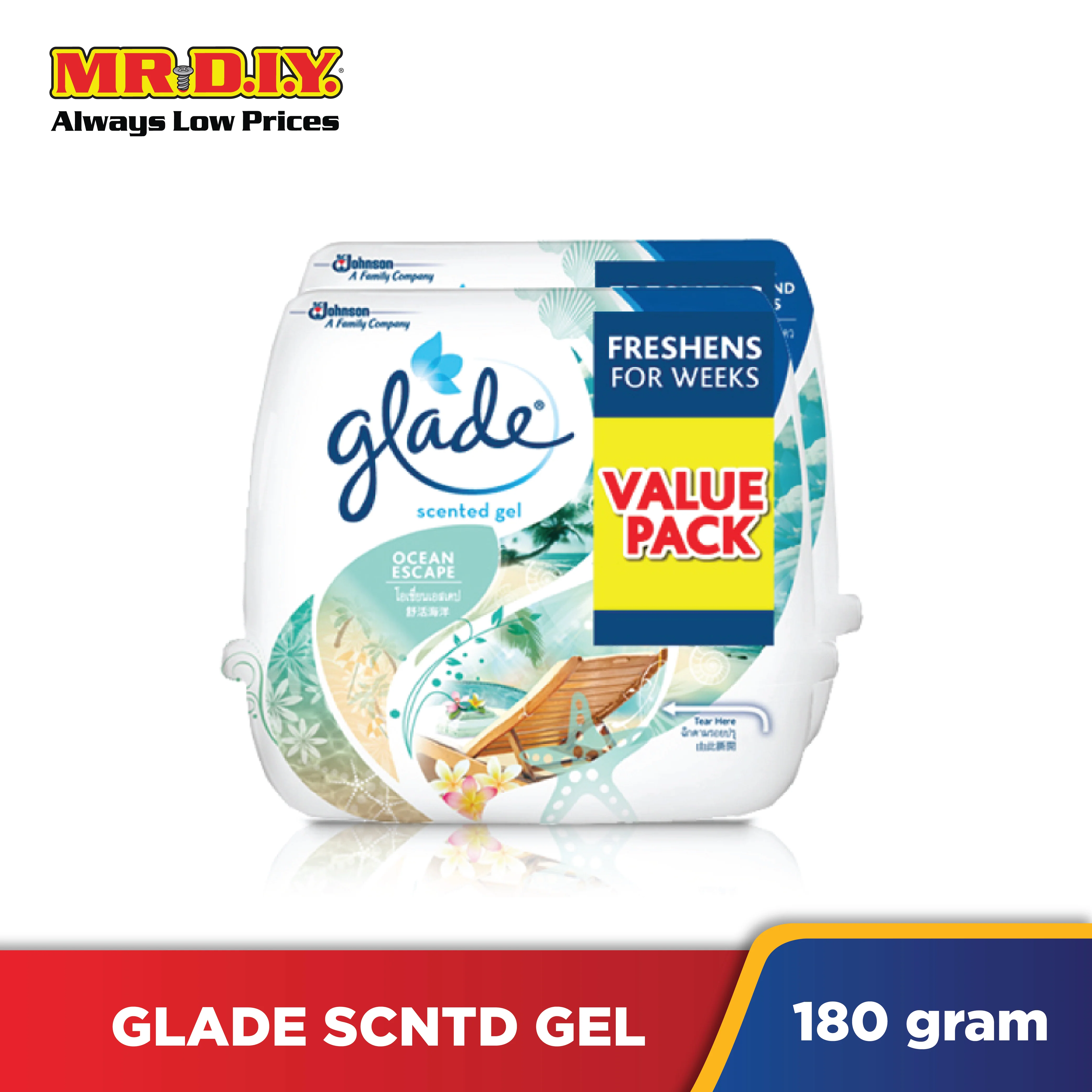 GLADE Air Refreshing Ocean Escape Scented Gel (2 x 180g) - Image 2