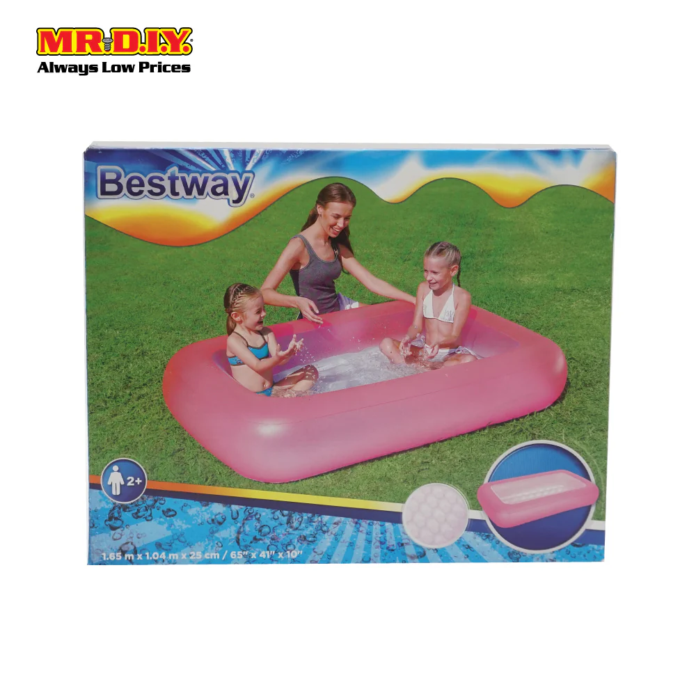 BESTWAY Kids Inflatable Rectangular Outdoor Swimming Pool (1.65m x 1.04m x 25cm)