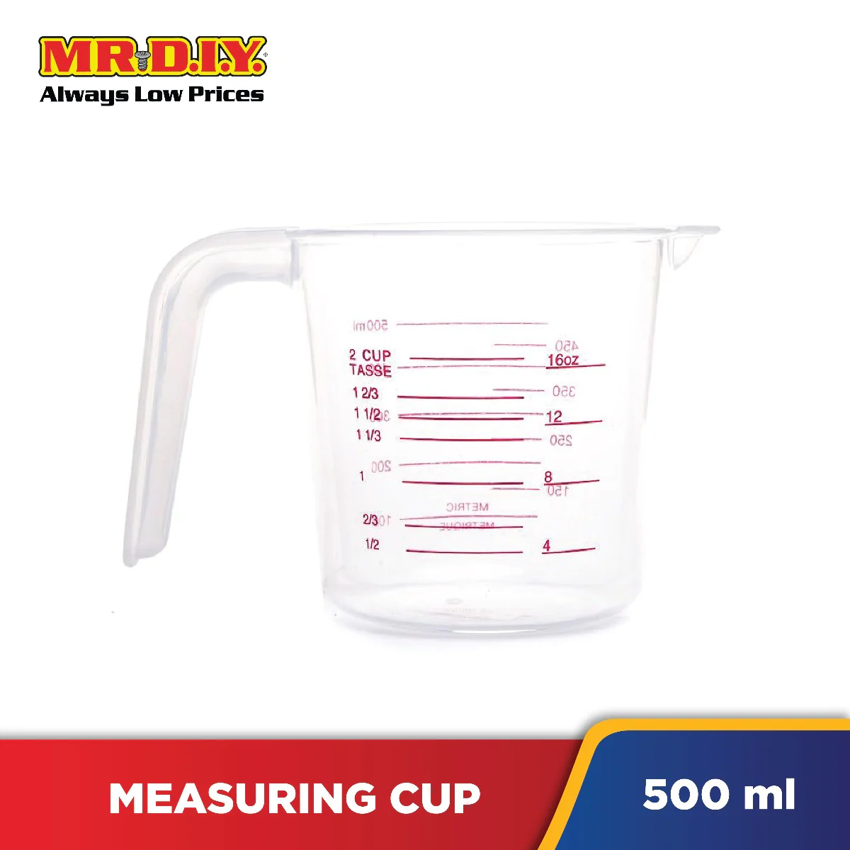 (MR.DIY) Clear Plastic Measuring Cup (500ml) - Image 3