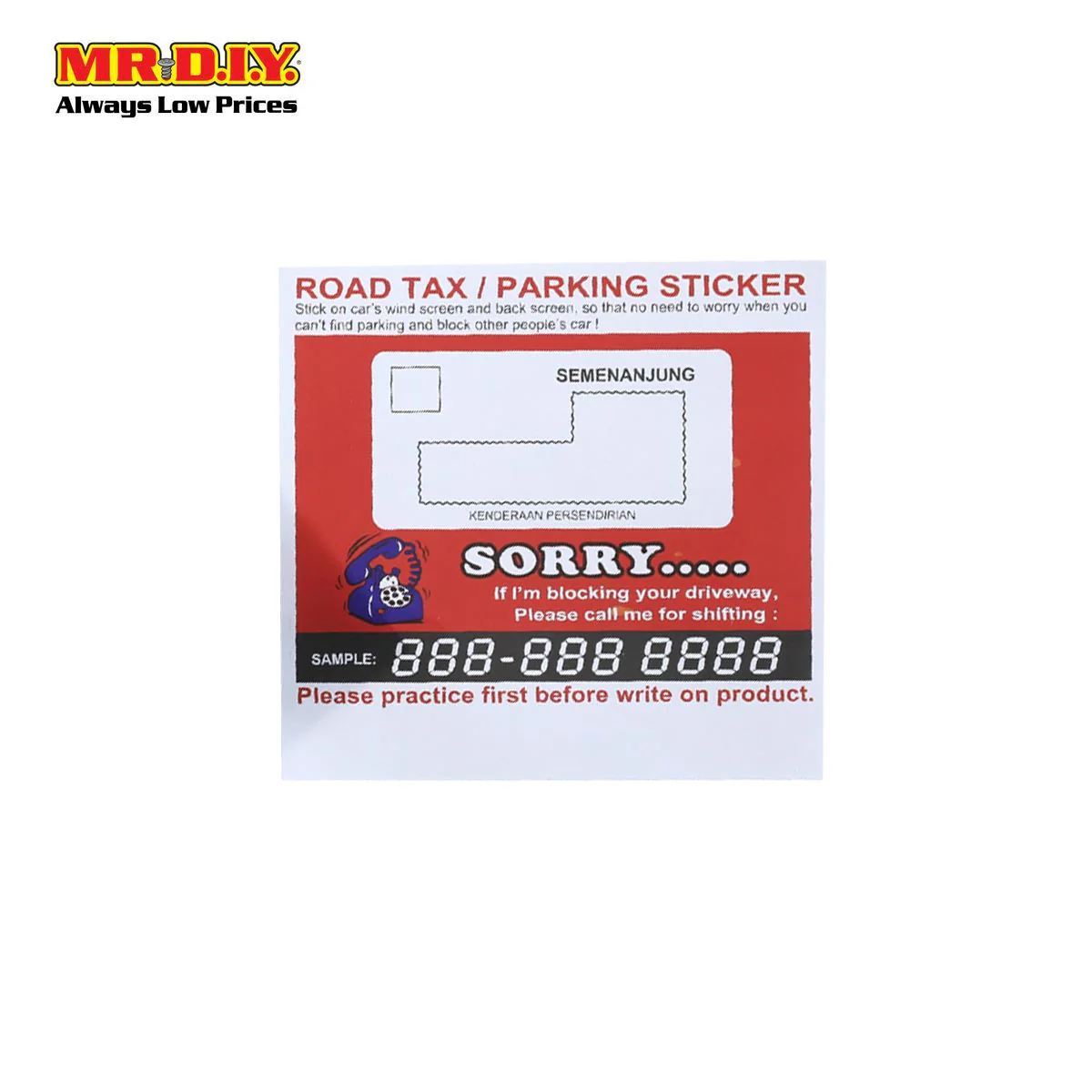 (MR.DIY) Multi-Function Road Tax Sticker (1pc)