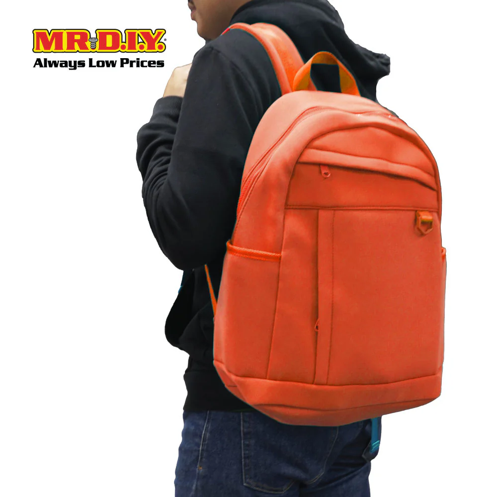 (MR.DIY) Plain Casual Shoulder Backpack - ORANGE - Color Series - Image 2