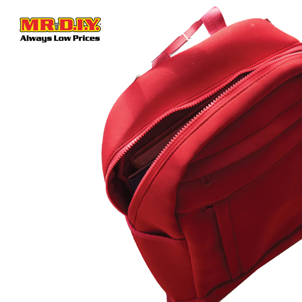 (MR.DIY) Plain Casual Shoulder Backpack - RED - Color Series - Image 3
