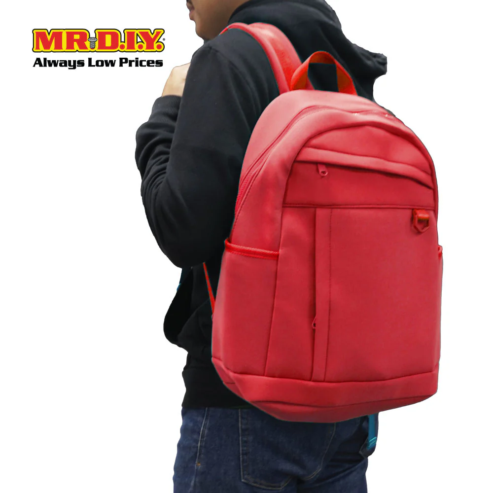 (MR.DIY) Plain Casual Shoulder Backpack - RED - Color Series - Image 6