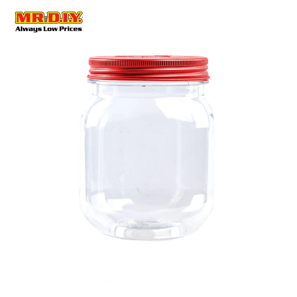 (MR.DIY) Screw Cap Transparent Plastic Container Jar Red  (18cm) - Image 2