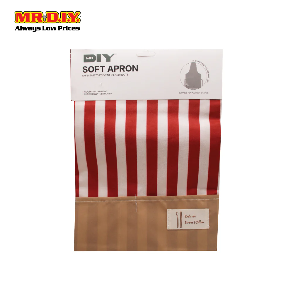 (MR.DIY) Striped Kitchen Apron 35703-4 - Red