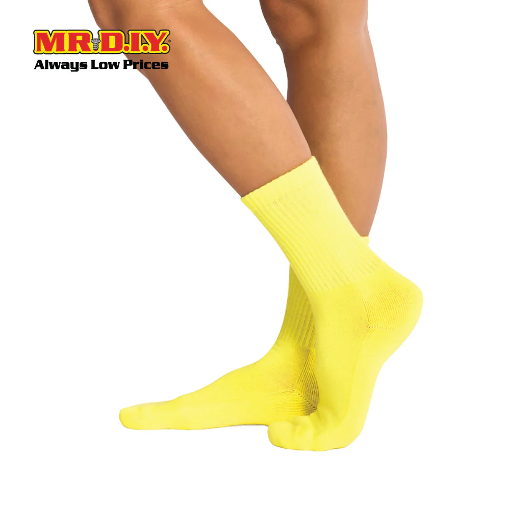 (MR.DIY) Unisex Adult Mid-Calf Casual Cotton Socks - Yellow - Color Series - Image 2
