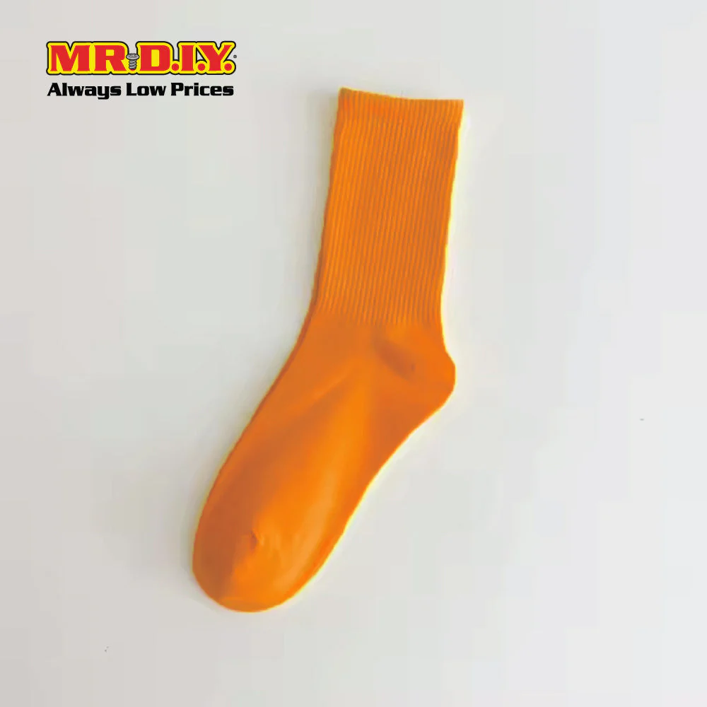 (MR.DIY) Unisex Adult Mid-Calf Casual Cotton Socks - Orange - Color Series - Image 3