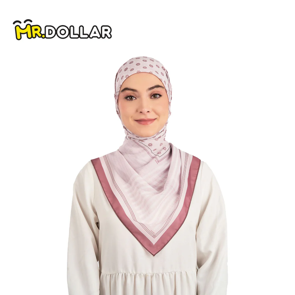 NAELOFAR Geo Cotton Chiffon Square In Hijab Bawal (45inch) - Image 6