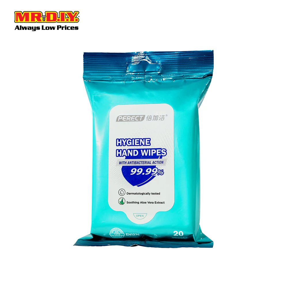 PERECT Antibacterial Hygiene Hand Wipes (20's)