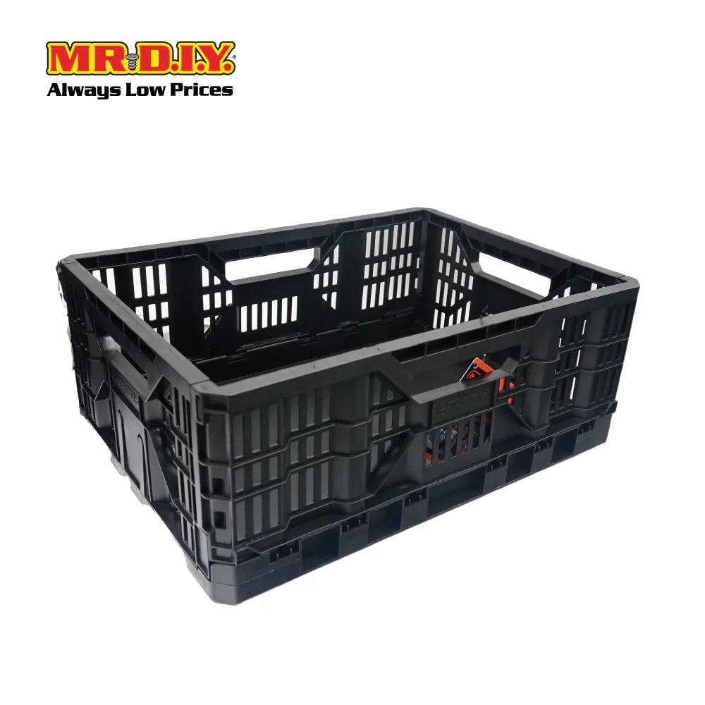 TACTIX Collapsible Knock Down Basket Crate Plastic Storage Organizer 320235 (43L) (60 x 40 x 22cm) - Image 2