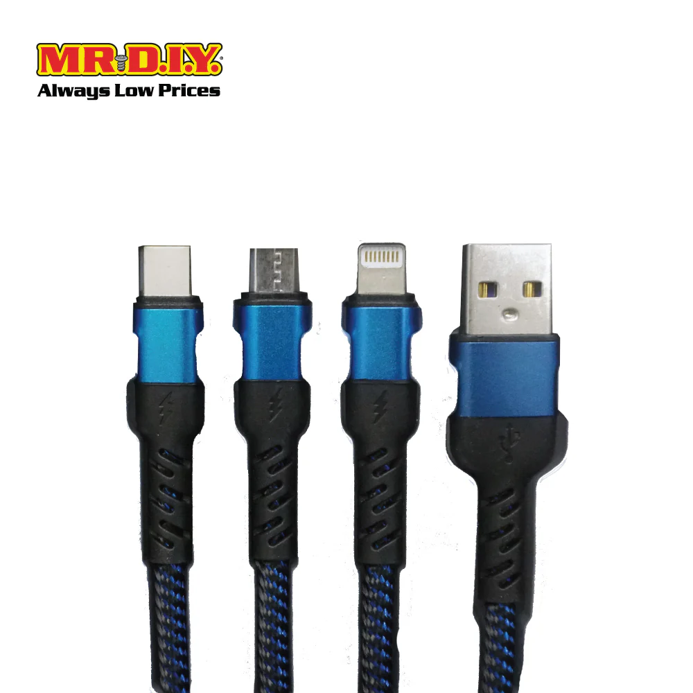 WB 3 In 1 Multi-Function Strong USB Fast Charging Cable 2.4A WB-B804 (1.2M) - Image 2